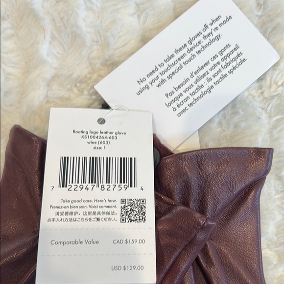 Kate Spade Merlot Leather Floating Logo Leather Gloves new w tags large - Picture 6 of 8